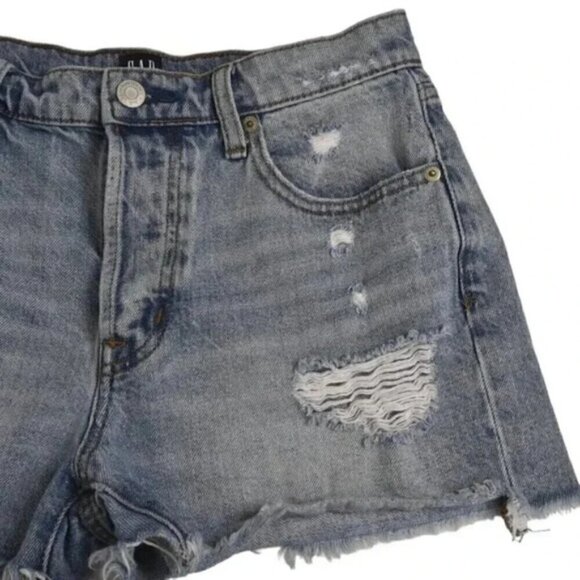 Gap  Jean Shorts Distressed Cutoffs High Rise Light Wash Size 25 - Picture 2 of 10